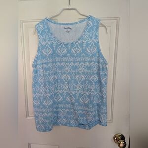Coral Bay Women's Blue Patterned Tank Top Size Large (EUC)